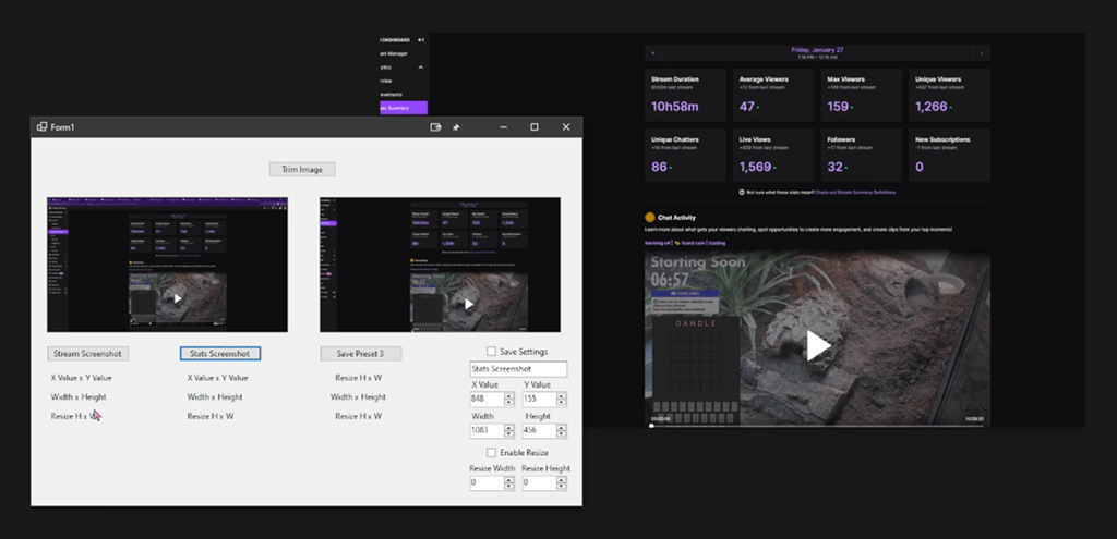 Screenshot of progress made on today's stream of the Image Crop Tool